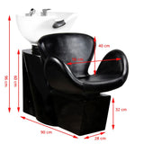 Frizerski umivalnik - AS 0433a - črn | novejše podnožje z belo keramiko