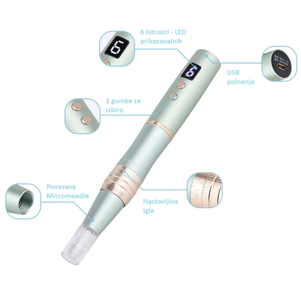 DermaPen LED - naprava za iglično mezoterapijo