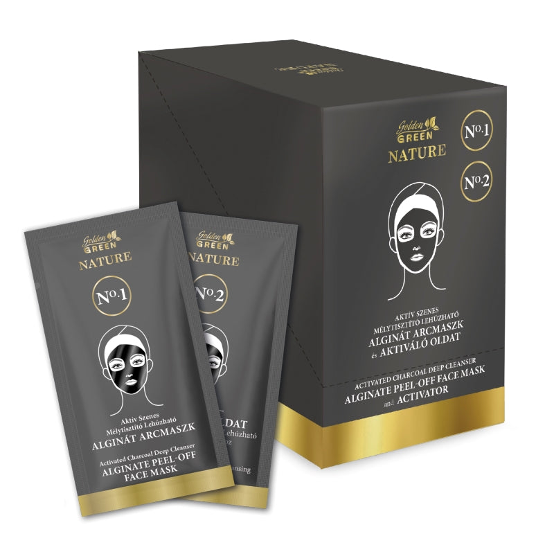 Golden GREEN Nature čistilna Peel of obrazna maska z aktivnim ogljem in aktivator 10g + 30ml