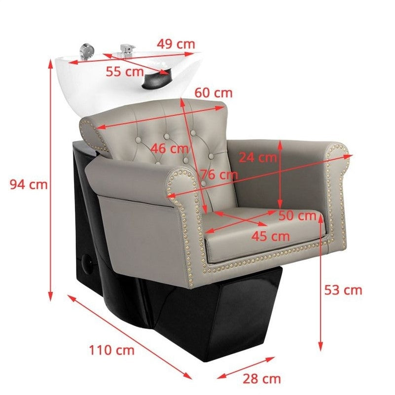 Frizerski umivalnik Berlin - siv dimenzije