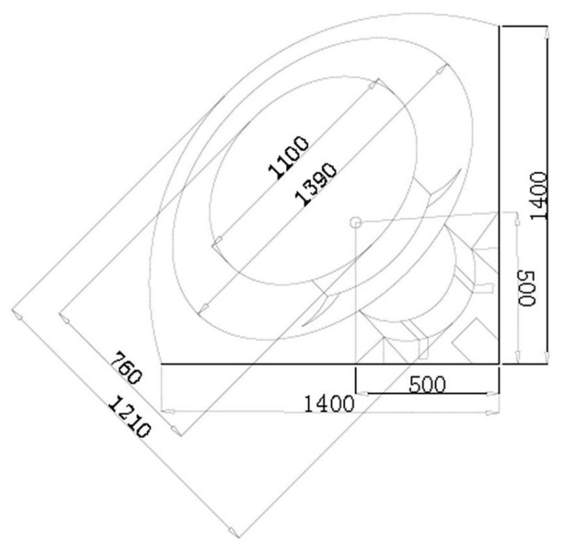 Masažna kad ART - Amsterdam dimenzije