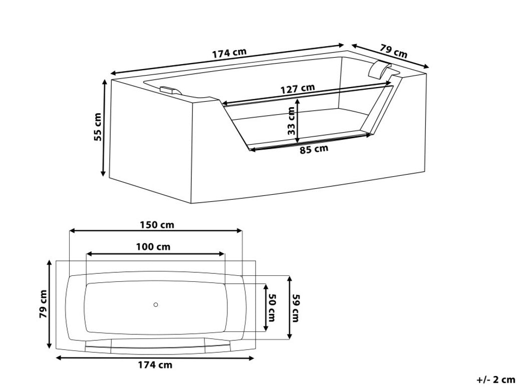 Masažna kad ART - Solaire dimenzije