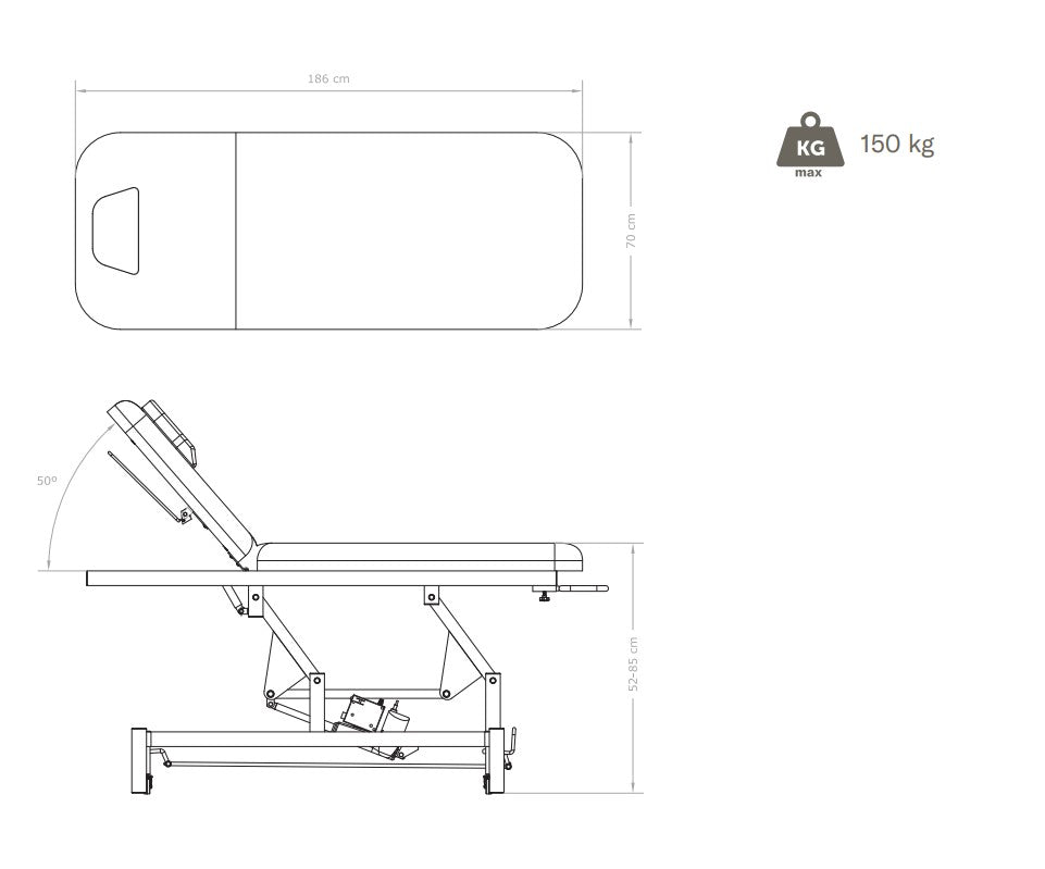 Električni masažni stol ANJA | 1 x motor | sivi