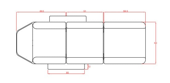 Tridelna kozmetična miza - Ment dimenzije