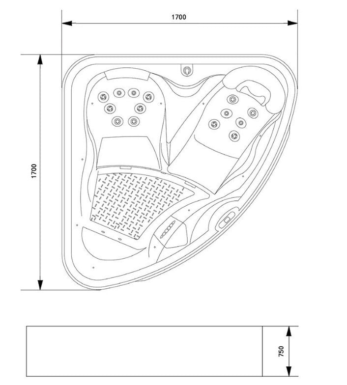 Zunanji SPA masažni bazen ART - Daylight dimenzije